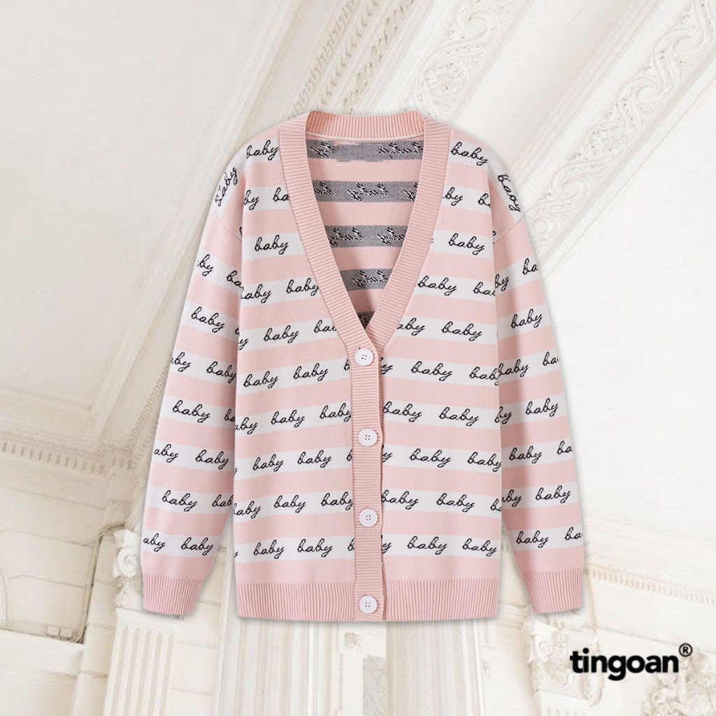 TINGOAN® - Áo khoác cardigan len xù hồng BABY BABY CARDIGAN/PK