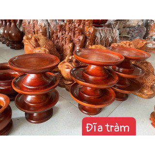 Đĩa trái cây đặt bàn thờ gỗ tràm bông vàng -Nhiều cỡ