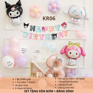 Dây treo happy birthday chủ đề thỏ kuromi trang trí sinh nhật