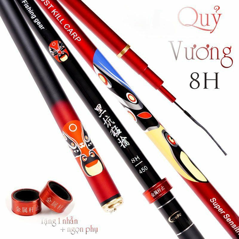 Cần câu tay Quỷ Vương 8h carbon cao cấp ngọn 1li9 hàng cao cấp tặng kèm ngọn và nhẫn