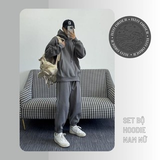 Set bộ nỉ lót lông mùa đông siêu ấm cho nam và nữ, mặc đôi màu xám, đen, chì bo ống dây rút có big size