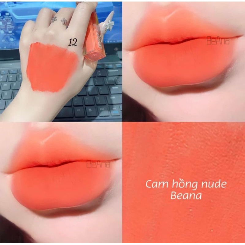 Son kem lì Beana cao cấp màu Cam hồng nude BA12 nhẹ nhàng cực xinh