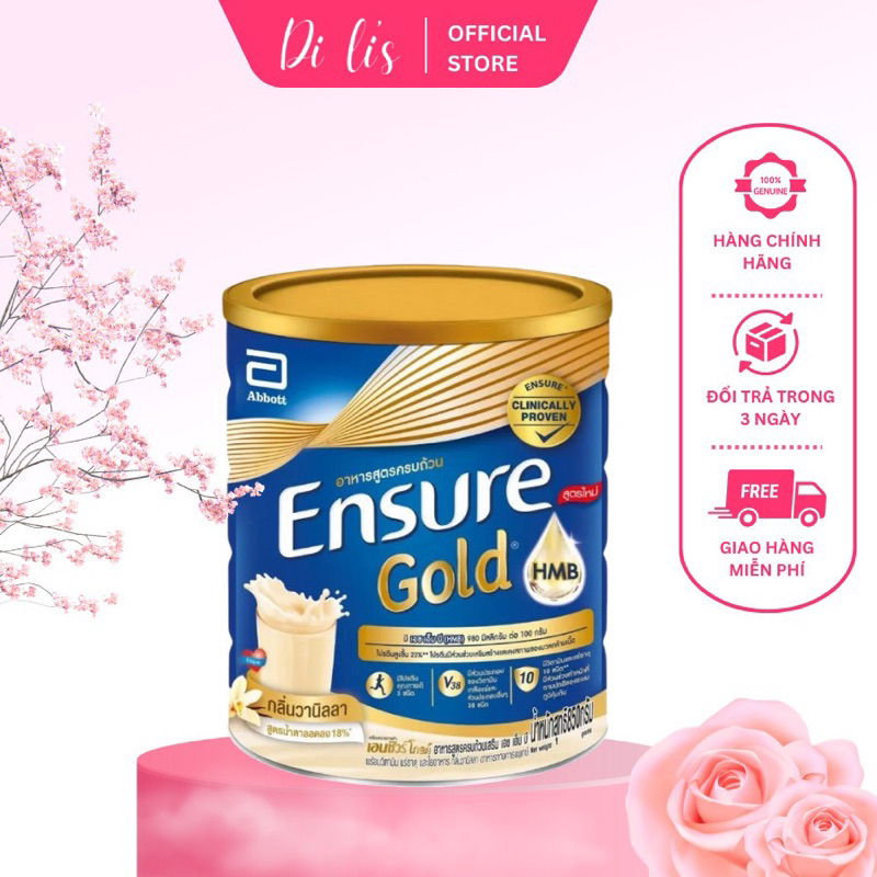Date 1/2025. Sữa bột Ensure Gold Abbott Thái Lan (HMB) hương vani it ngọt hộp 850g