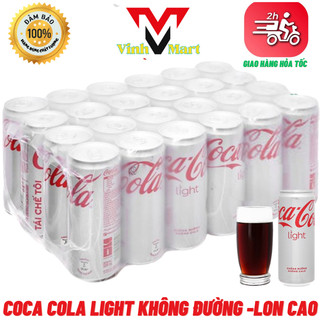 Thùng coca light không đường - không calo thùng 24 lon cao