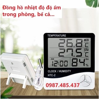 Đồng hồ hiển thị nhiệt độ, độ ẩm có đầu dò độ ẩm HTC-2 dùng cho bể cá cảnh, phòng khách, phòng ngủ,văn phòng