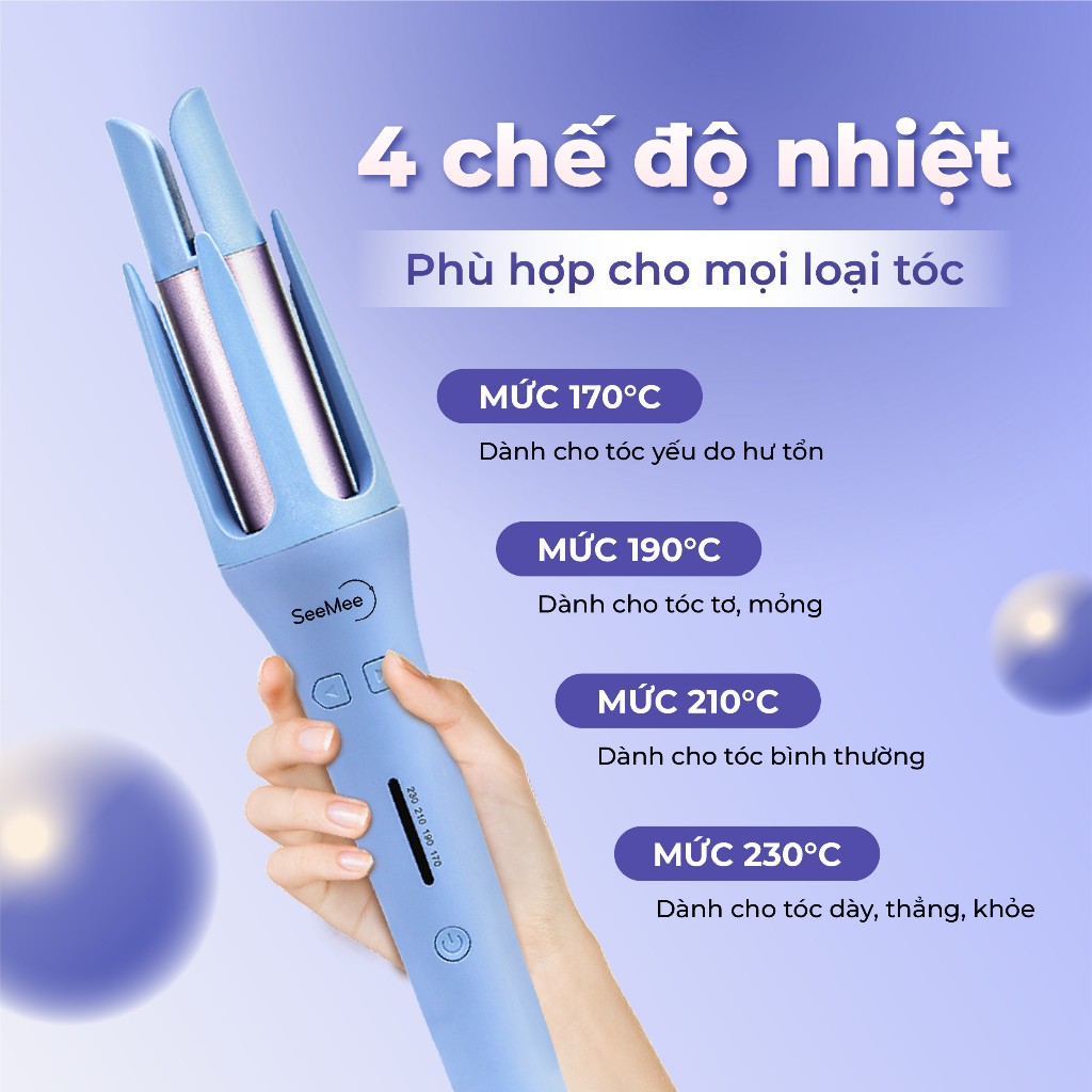 MÁY UỐN  XOĂN TỰ ĐỘNG SEEMEE LỚP PHỦ GỐM SỨ GIÚP TÓC BÓNG MƯỢT VÀ BẢO VỆ TÓC ĐƯỜNG KÍNH UỐN 32MM