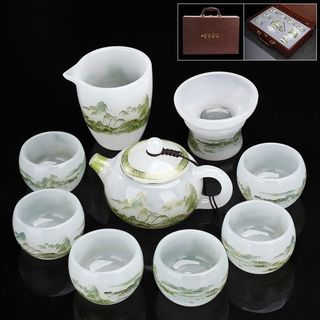 Bộ chén ngọc uống trà cao cấp hộp quà sang trọng