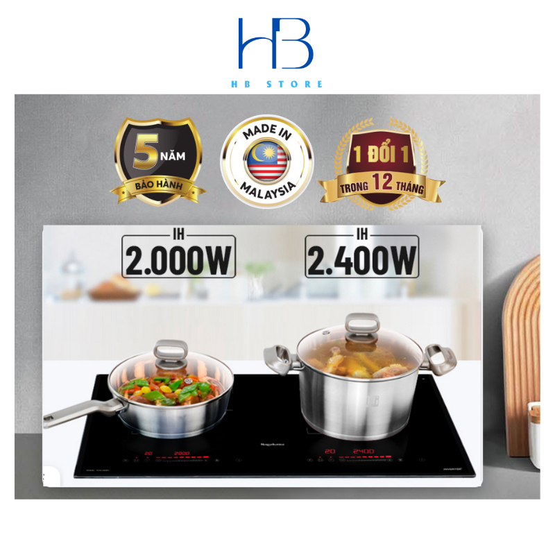 Bếp đôi điện từ Nagakawa NK2C02M - Bảo hành 5 năm