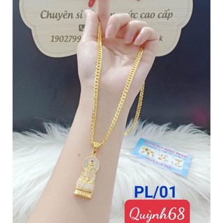 Dây chuyền nữ mạ vàng,dây khoen lật kèm mặt phật quan âm độ bình an may mắn quỳnh68