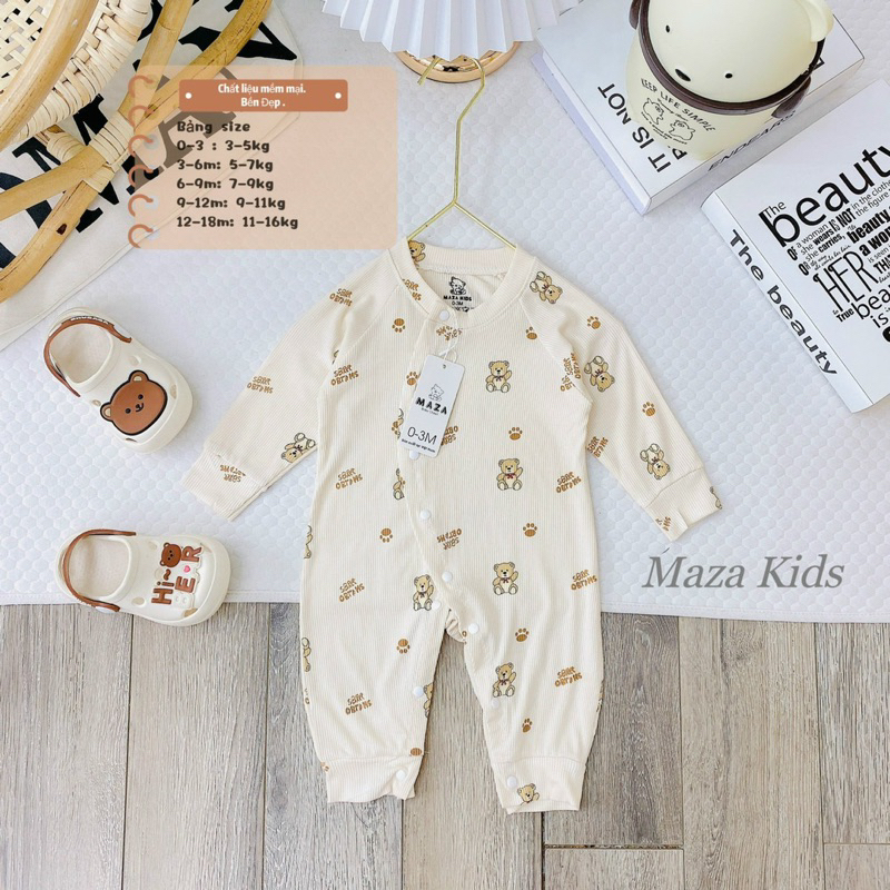 Body dài tay thun tăm cho bé sơ sinh Bodysuit thu đông Bộ đồ liền thân bé trai bé gái