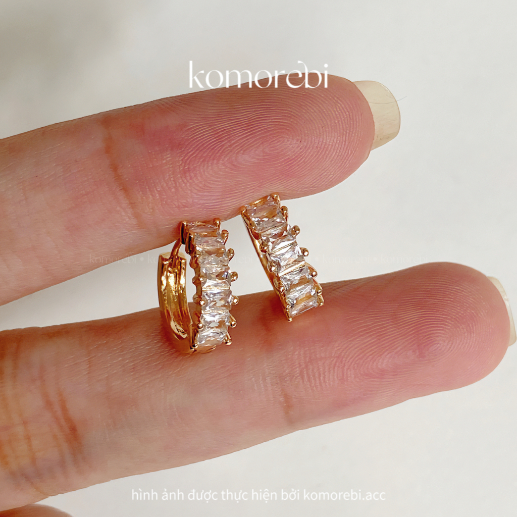 Bông tai tròn đá lấp lánh cao cấp komorebi.acc không gây dị ứng