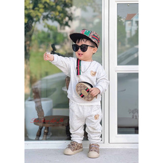 Set nón 8-12kg nón túi ko kính GC NÂU cho bé trai, túi bao tử, nón hip hop, kính ngầu, combo nón túi ko kính