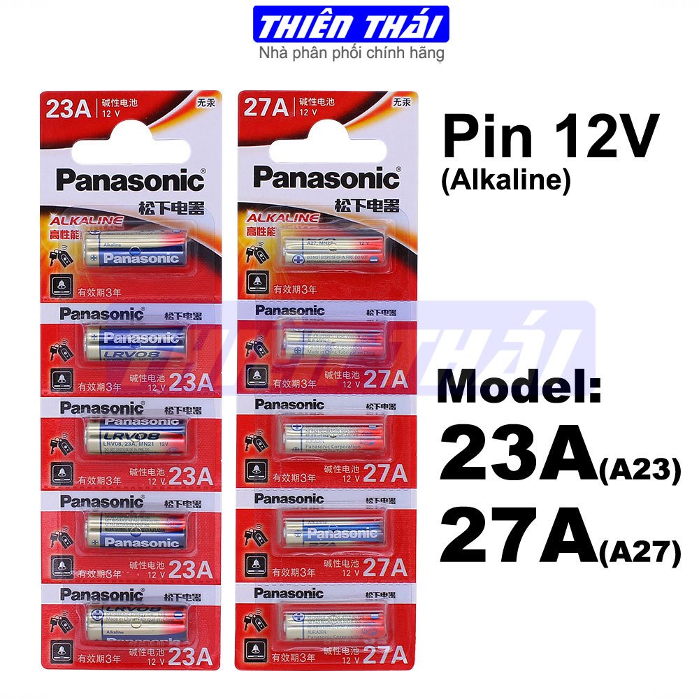 Pin Panasonic 23A/27A,pin alkaline A23/A27 12V,cho điều khiển cửa cuốn,chìa khóa điện, chuông cửa