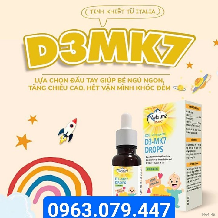 [chính hãng] tích điểm Avisure D3 - MK7 Drops - bổ sung vitamin D3 và K2 giúp bé cao lớn vượt trội