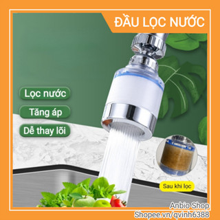 Đầu lọc nước tại vòi, lọc cặn bẩn, khử clo, tăng áp xoay 360 độ