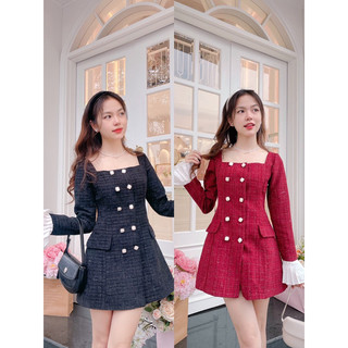 Váy dạ phối tay bèo trắng