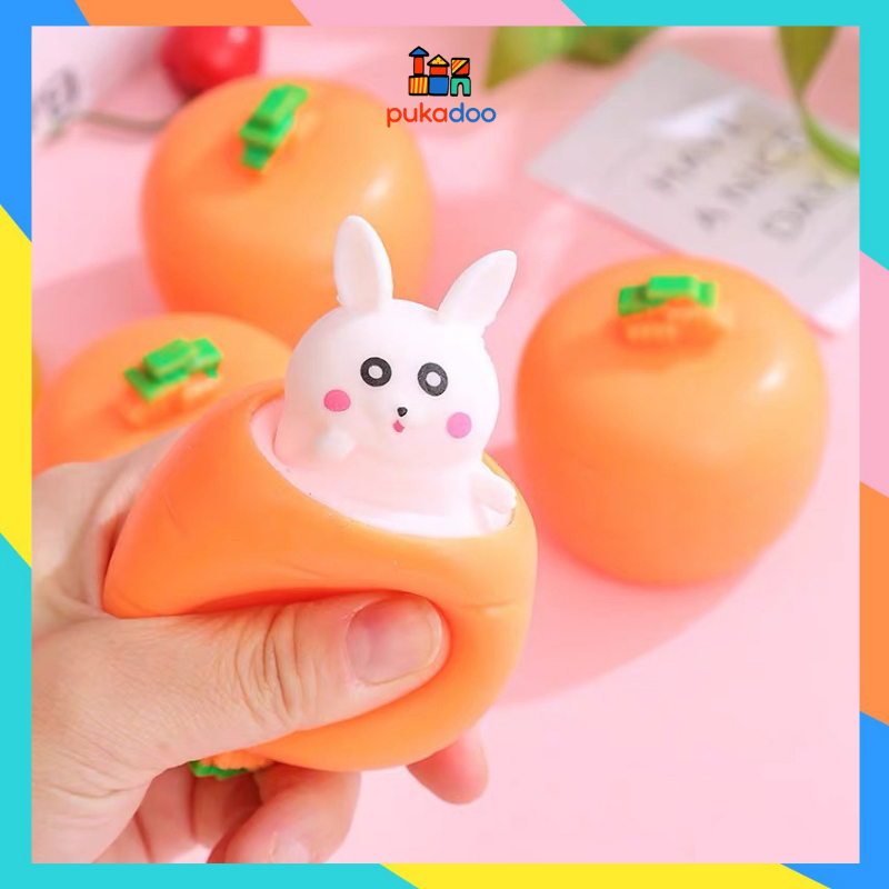 Đồ chơi thỏ trốn cà rốt - Squishy Mochi Pop up Squirrel