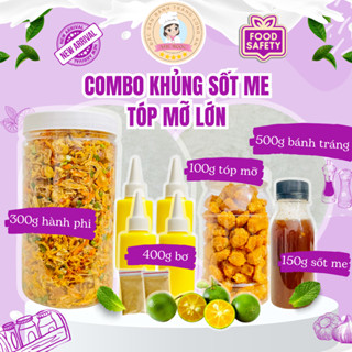 Bánh tráng phơi sương - Combo siêu KHỦNG (1,4 KG) Bánh tráng 500g - Tép hành phi 300g - Bơ béo 400g - 150g Sốt me