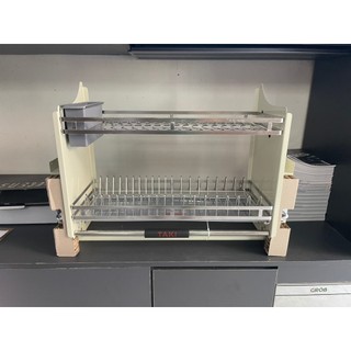 Giá bát đĩa nâng hạ, giá nâng hạ chén bát thông minh inox 304 nhập khẩu, có ống đũa 3 ngăn tiện lợi 2024