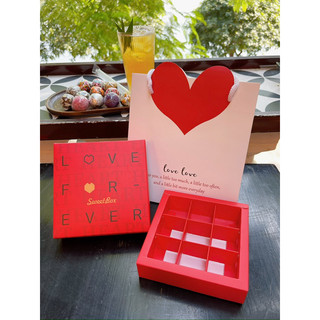 hộp socola đỏ love kèm túi