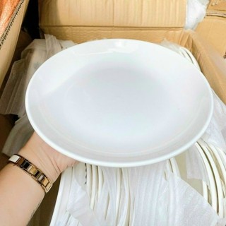 Đĩa sứ tròn trắng trơn 9inch 23cm- dĩa tròn trắng trơn- đĩa sứ tráng men cao cấp
