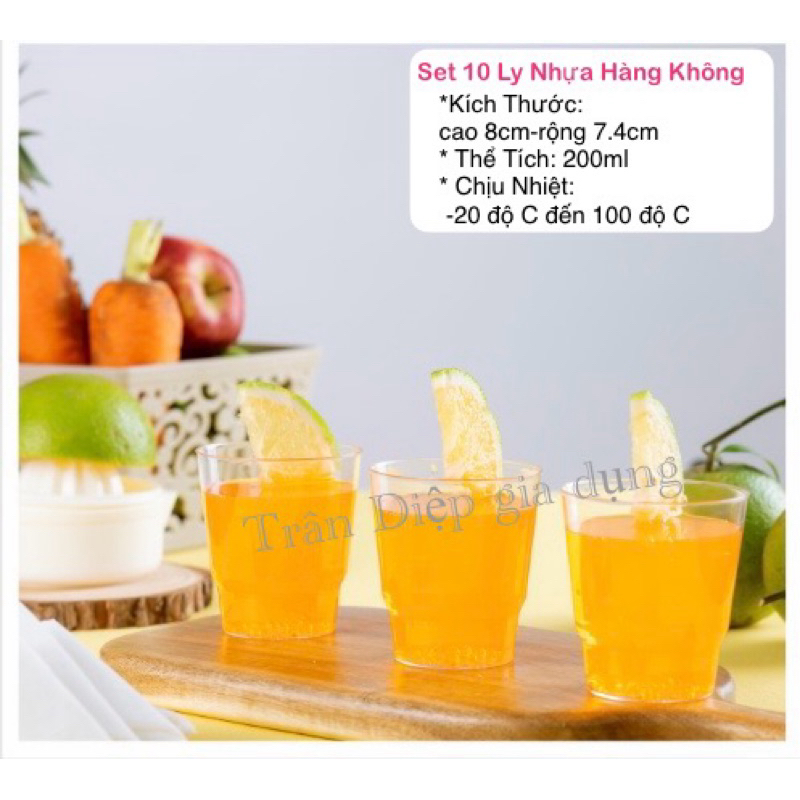 Bộ 10 Ly Nhựa Hàng Không, Ly Nhựa Cứng
