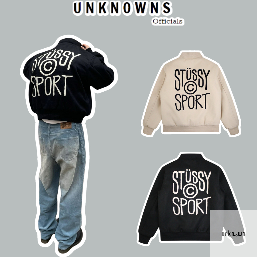 👑-Áo Khoác S.tussy Sport Melton Varsity Jacket,Áo Varisty S.tussy trần bông cao cấp unisex