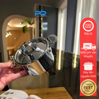 Nồi inox bếp từ 304 nhỏ mini 10cm 3 đáy bằng thép không gỉ 18/10 CKM49