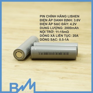 Pin 18650 Li-ion 3.7V 2000mAh 10C Lishen xám LS LR1865LA