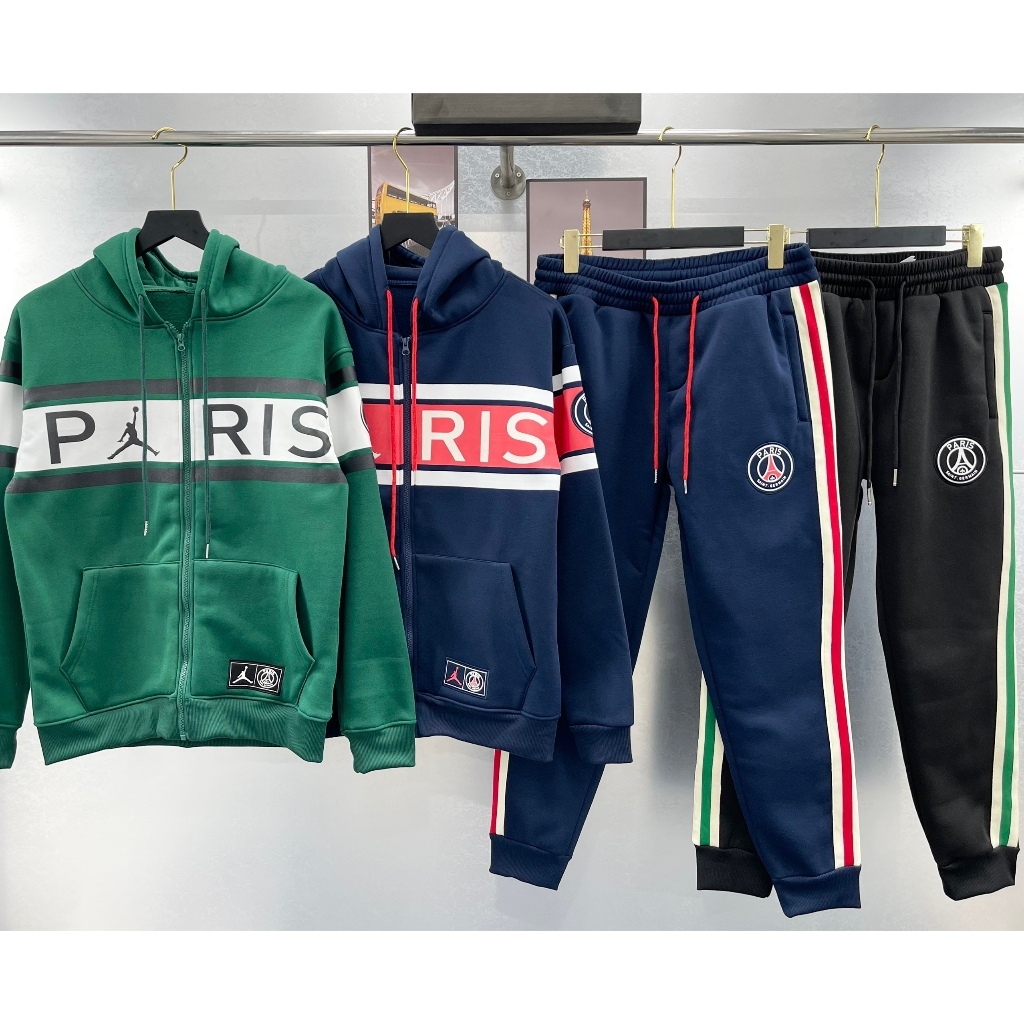 Bộ Quần Áo Dài Paris PSG 2 Lớp -Bộ HOODIE HOT NHẤT 2024 Vải Umi Dày Dặn Bộ Hoodie Nỉ PSG_Paris Xanh 2 Màu Cao Cấp