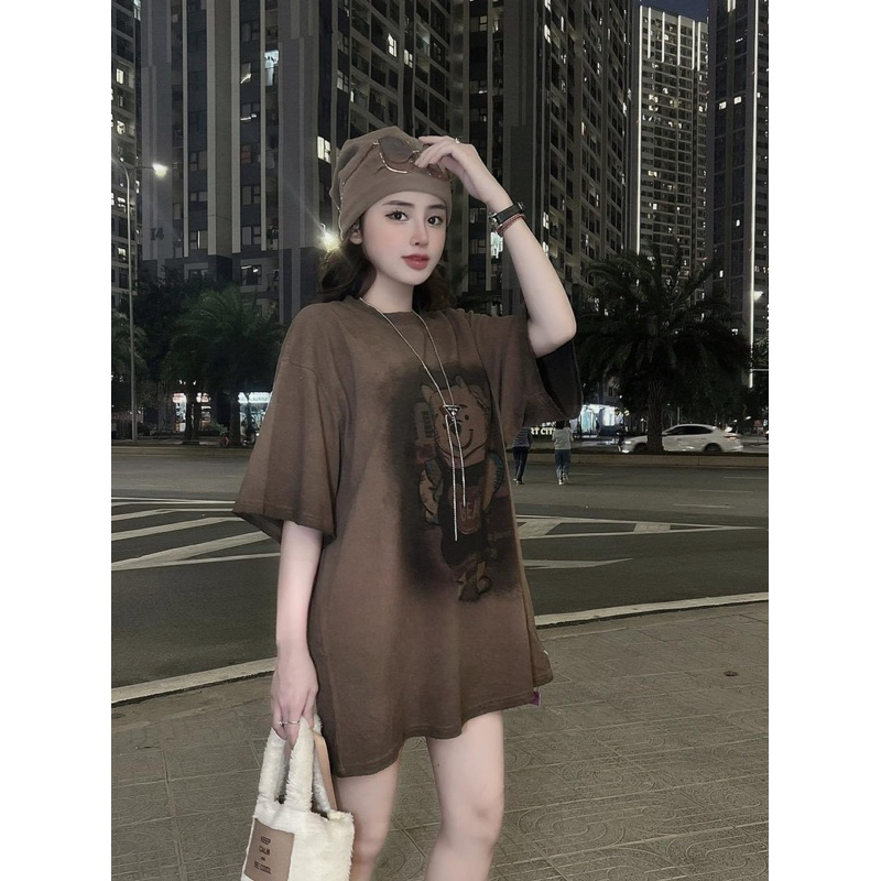 Áo Phông Nâu Gấu Pu QC