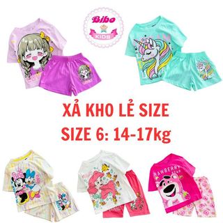   13-16kg  Xả kho Quần áo bé gái chất thun cotton mền mịn thoáng mát Đồ bộ bé gái in hình Hot trend Elsa pony kitty 