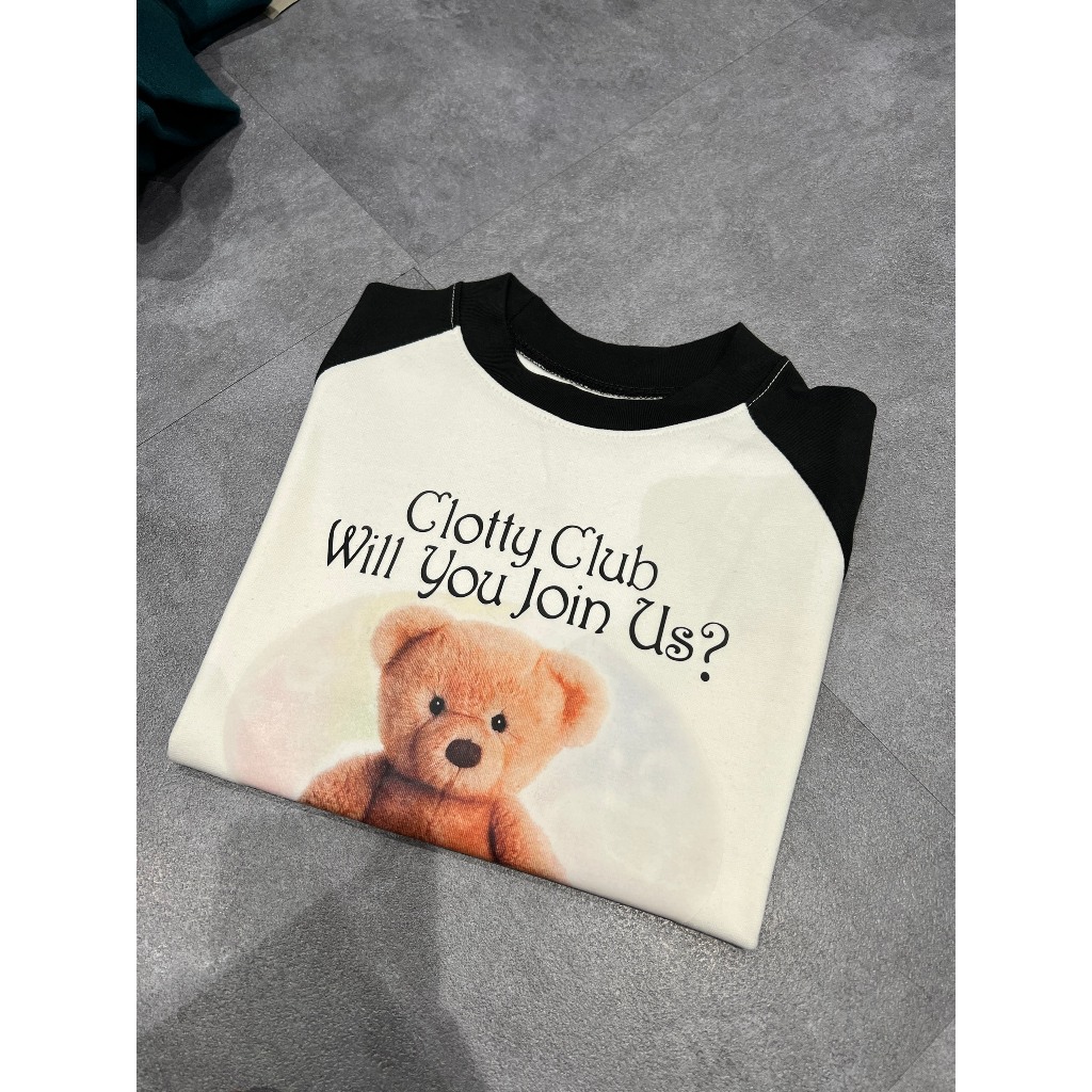 ÁO BABYTEE TRẮNG TAY ĐEN HÌNH GẤU NÂU E63