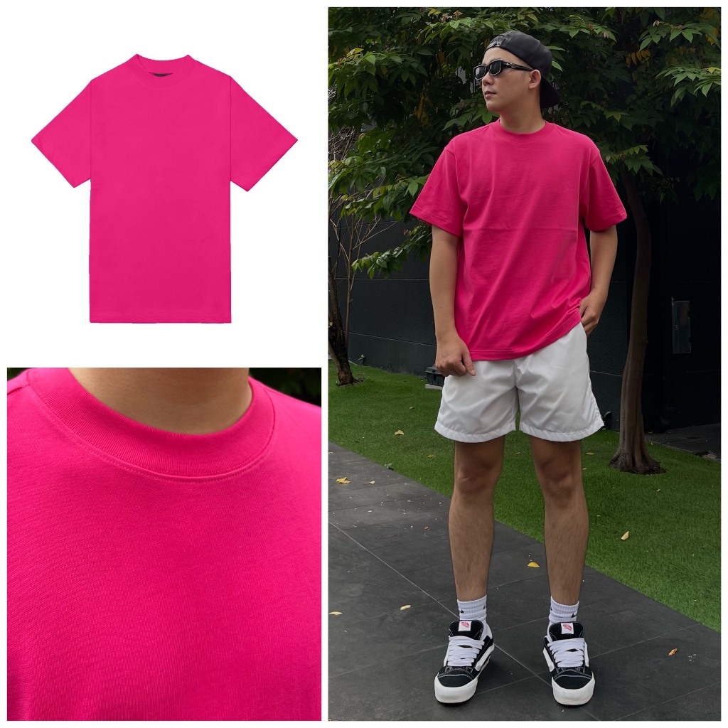 Áo thun nam nữ EWIGEN basic màu HỒNG form oversize T-SHIRT dày dặn , đứng form , thoáng mát - màu HỒNG