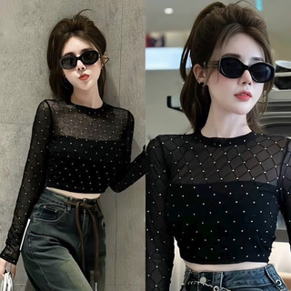 Áo lưới dài tay phối logo 🎀🎀🎀1y Áo lưới phối kim sa