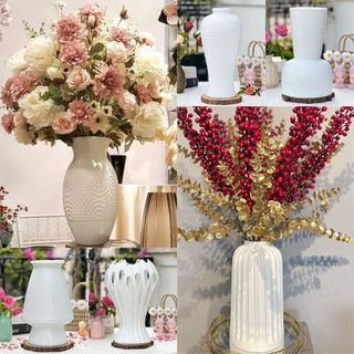Lọ hoa sứ sương trắng 30 cm - Nhiều mẫu - Bình gốm Bát Tràng trang trí chụp ảnh decor - Không gồm hoa