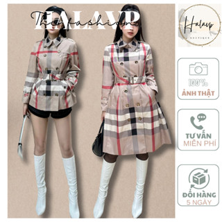 Áo Khoác BBR Nữ Măng Tô Dáng Ngắn Và Dáng Dài Vải Phối Kẻ BBR Cao Cấp Hàng Quảng Châu Loại 1 Cao Cấp Hàng Mới 2024