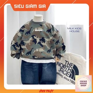 (Sale+Tặng Quà) Áo Nỉ Da Cá Bé Trai-Áo Sweater Dài Tay In Hình Khủng Long Cho Bé Trai Siêu Ngầu_Hàng Xuất Dư COCAHOUSE