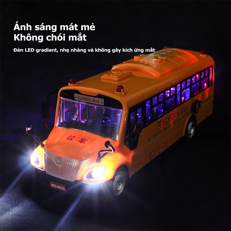 Xe buýt đồ chơi, school bus cho trẻ em, xe đồ chơi mở các cửa có đèn và nhạc. Món quà xe đồ chơi tặng bé trai.