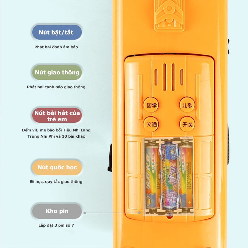 Xe buýt đồ chơi, school bus cho trẻ em, xe đồ chơi mở các cửa có đèn và nhạc. Món quà xe đồ chơi tặng bé trai.