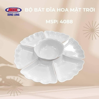 Bộ bát đĩa hoa mặt trời nhựa song long 4088