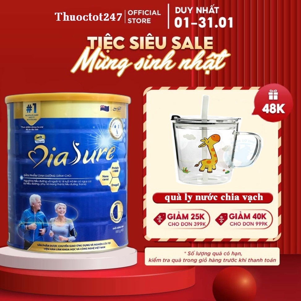 Sữa diasure Tiểu đường lon 850g chính hãng- Sữa Chuyên Biệt Cho Người Tiểu Đường