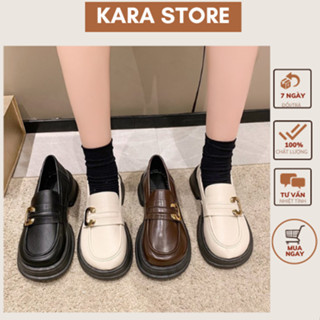 Giày đốc nữ chất da mềm mịn phối mác chữ C trẻ trung Hàn Quốc TC200