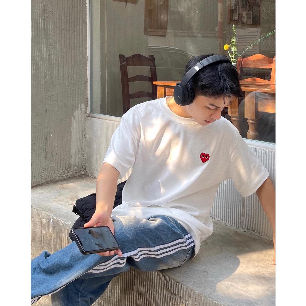 Áo Thun Play Heart CHÍNH HÃNG, Áo Phông Unisex Tay Ngắn,Hottrend, Áo Thêu Trái Tim, Đơn Giản Dễ Phối Đồ KÈM ẢNH THẬT
