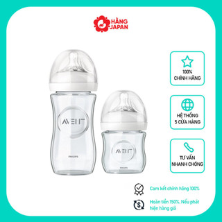 Bình sữa thủy tinh Philips Avent cho bé 120ml, 240ml núm silicone mô phỏng tự nhiên - Hàng chính hãng