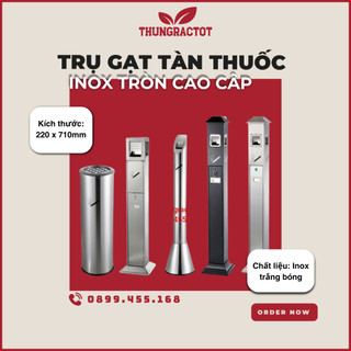 Trụ gạt tàn thuốc lá inox dạng tròn cao cấp, sang trọng - Trụ inox gạt tàn thuốc lá