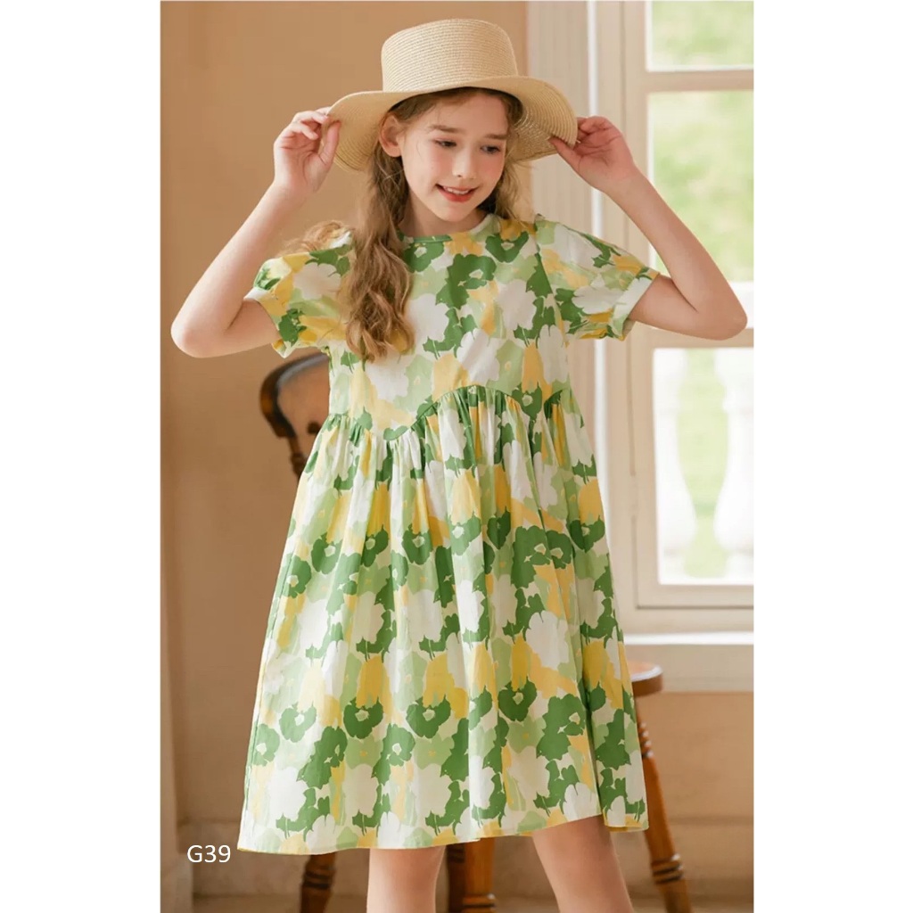 [THANH LÝ CỬA HÀNG] Váy hoa xanh baby doll cho bé 8-36 kg G39