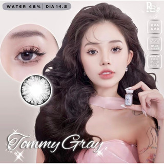 Kính Áp Tròng RUBYEYES Màu Xám Tommy Gray, Lens Xám Mắt Mèo Tặng Khay Gương Dụng Cụ BST BEARLENS