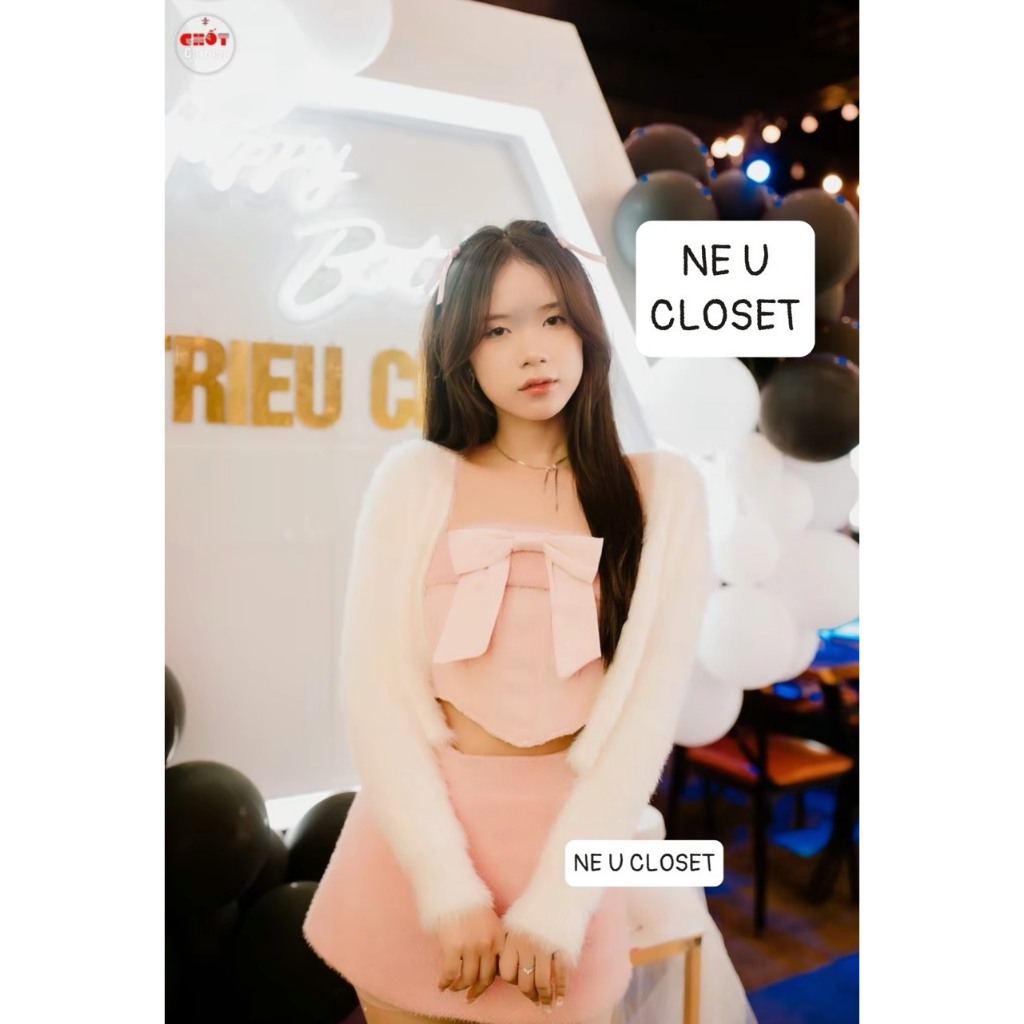 Set cúp ngực phối nơ set lông thỏ set đầm lông thỏ set lolita,sẵ..