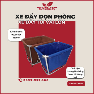 Xe đẩy dọn phòng khách sạn túi vải lớn